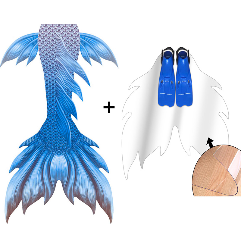 Flippers Swimming - Desain Baru Warna Biru Kulit Ekor
